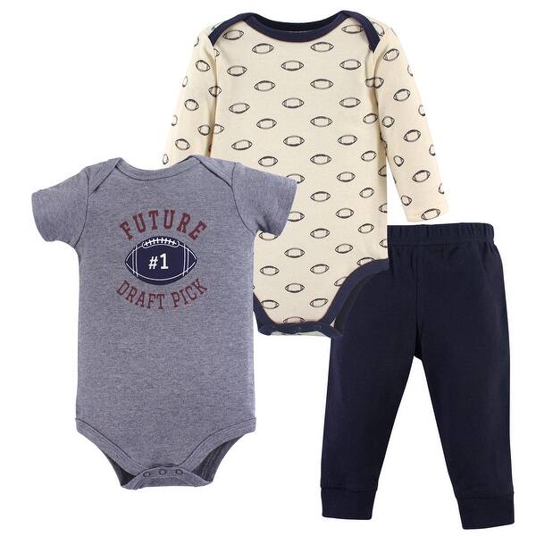 slide 1 of 1, Hudson Baby Infant Boy Cotton Bodysuit and Pant Set, Football 0-3 Months - Football