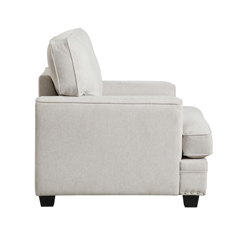 Brady Accent Armchair, Sand Brown Chenille, Nailhead Trim, Black Legs