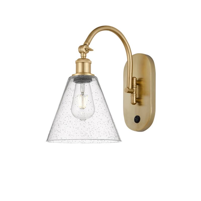Innovations Lighting 518-1W-14-8 Berkshire Sconce Berkshire 14" Tall - Satin Gold / Seedy