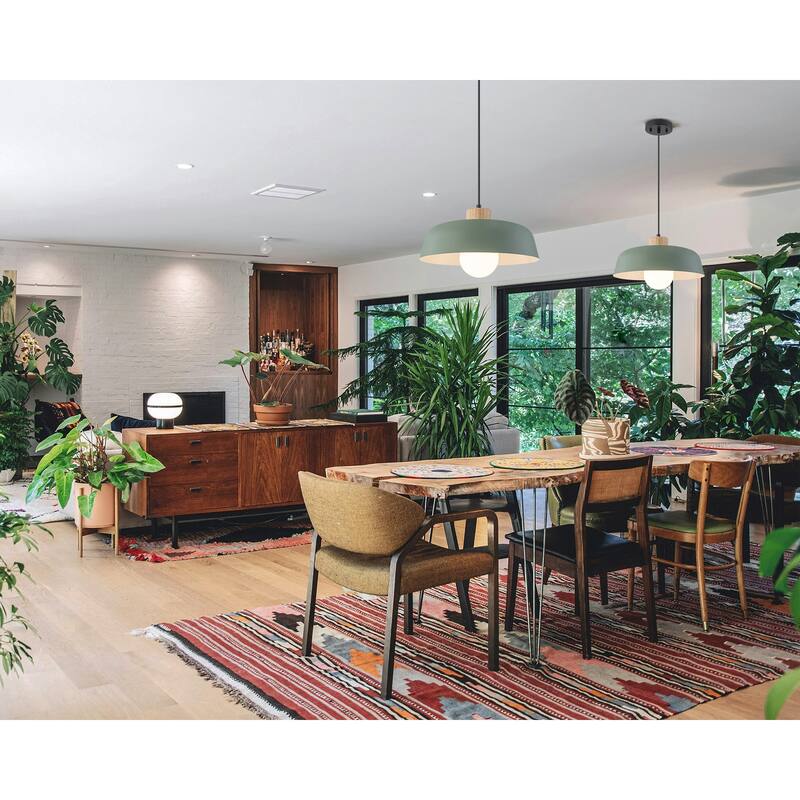 15 in. 1-Light Wood Pendant Light for Kitchen Island - 14.57