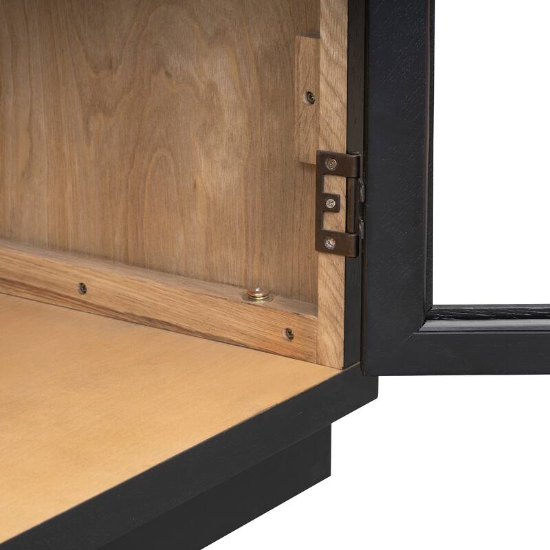 4-Door Large Storage Sideboard Buffet Cabinet with Glass Doors with Adjustable Shelves for Dining Room and Living Room