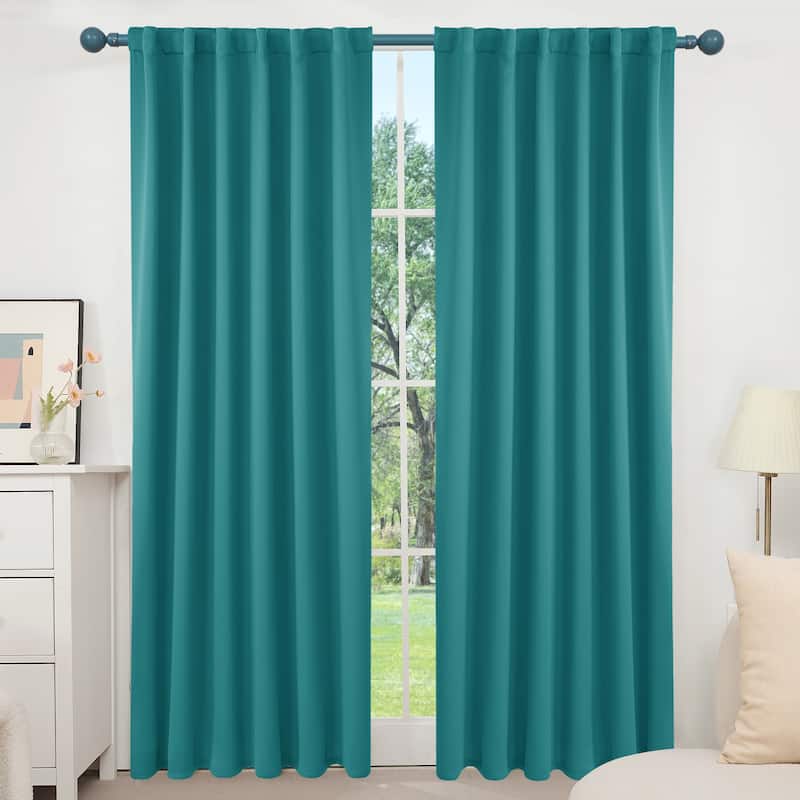 Deconovo Back Tab Blackout Curtains (2 Panel) - 52W x 108L - Turquoise