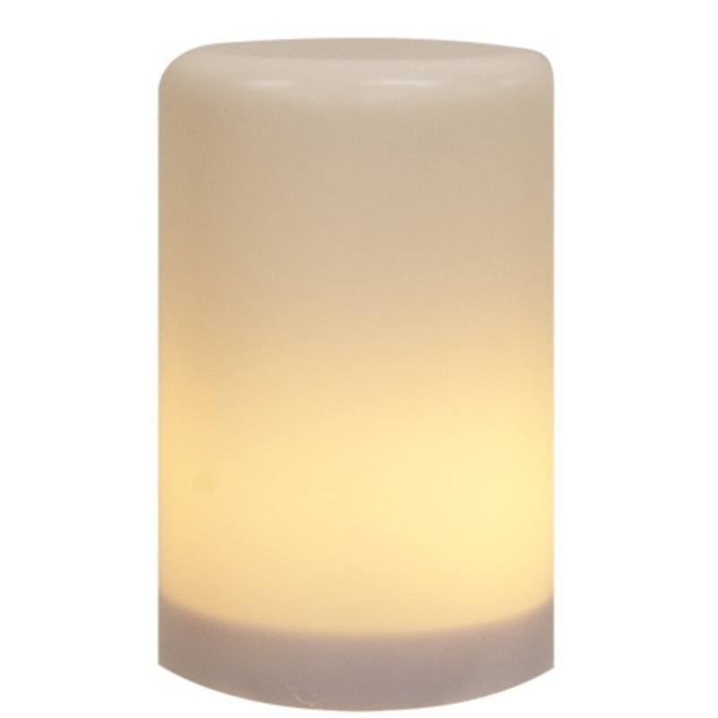 Battery Operated Flame Illusion LED Pillar Candle with Timer - 4.5"H - White