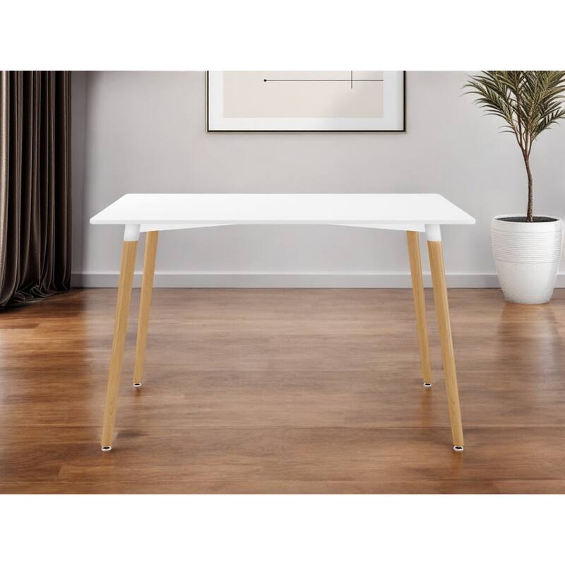 HomeRoots 30" White And Natural Solid Wood Dining Table - 29.5 in. x 29 in. x 47 in. - White - 29.5 in. x 29 in. x 47 in.