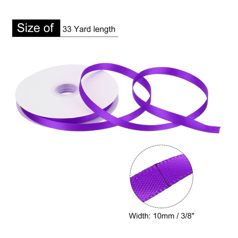 Satin Ribbon Grosgrain Valentine Solid Double Face Wedding Ribbon - Dark Purple - 3/8" x 33 Yard