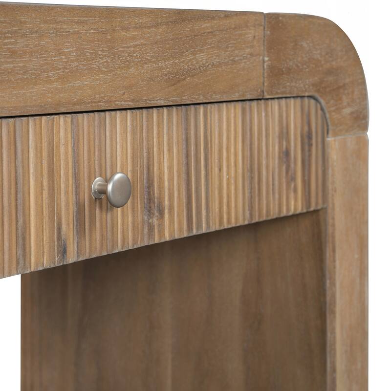 Rustic Console Table with Fluted Drawer Front