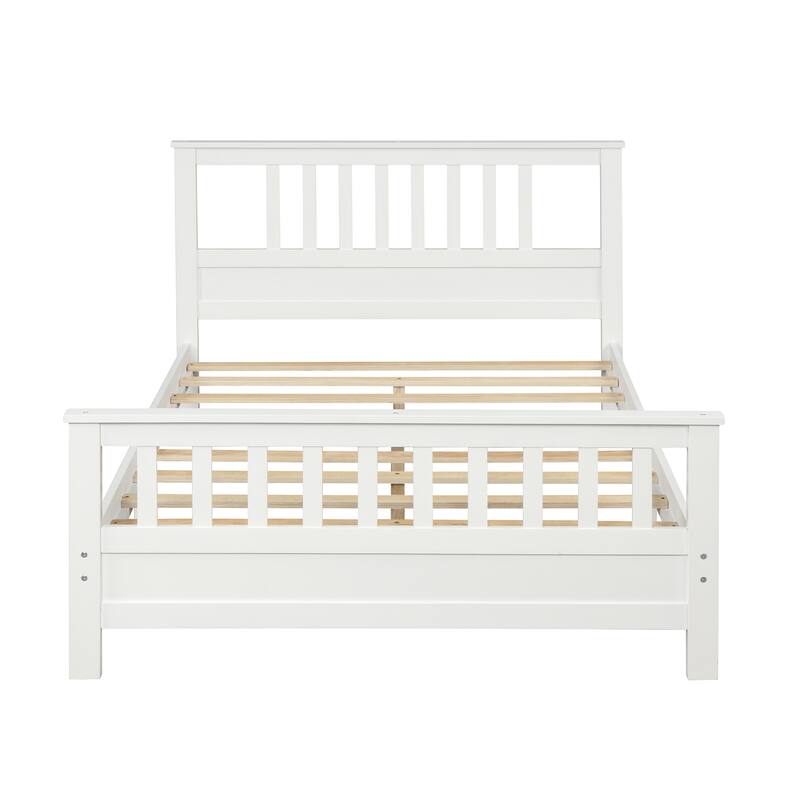Simple Stylish Solid Pine Wood Platform Bed, Full Size