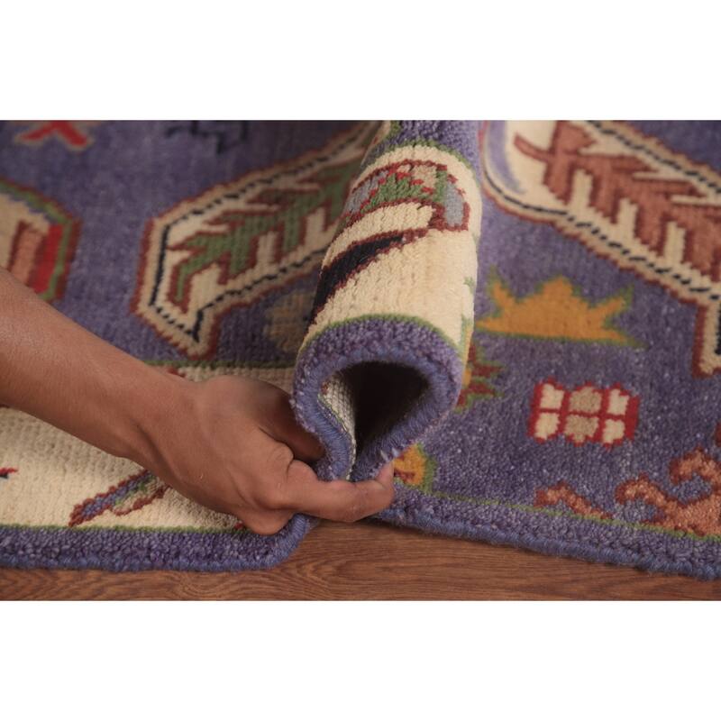 Traditional Purple Kazak Area Rug Handmade Wool Carpet - 9'0"x 11'9"