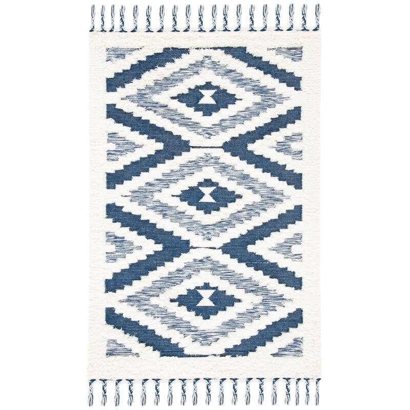 SAFAVIEH Handmade Natura Rennell Moroccan Wool Rug - 8' x 10' - Ivory/Blue