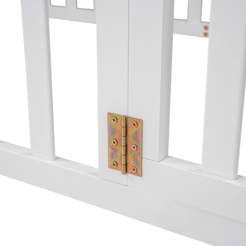 Versatile Wooden Floor Bed Frame without Slats, Solid Pinewood Kids Bed Frame with Fence and Door
