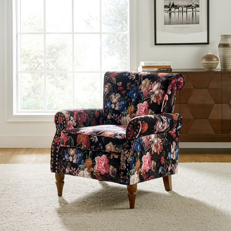 Nyctelius Nailhead Trim Traditional Accent Armchair with Rolled Arms by HULALA HOME