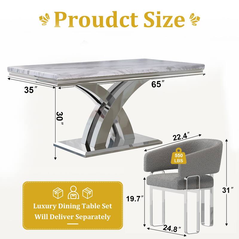 Luxury Dining Room Table Set with Armrest Dining Chairs