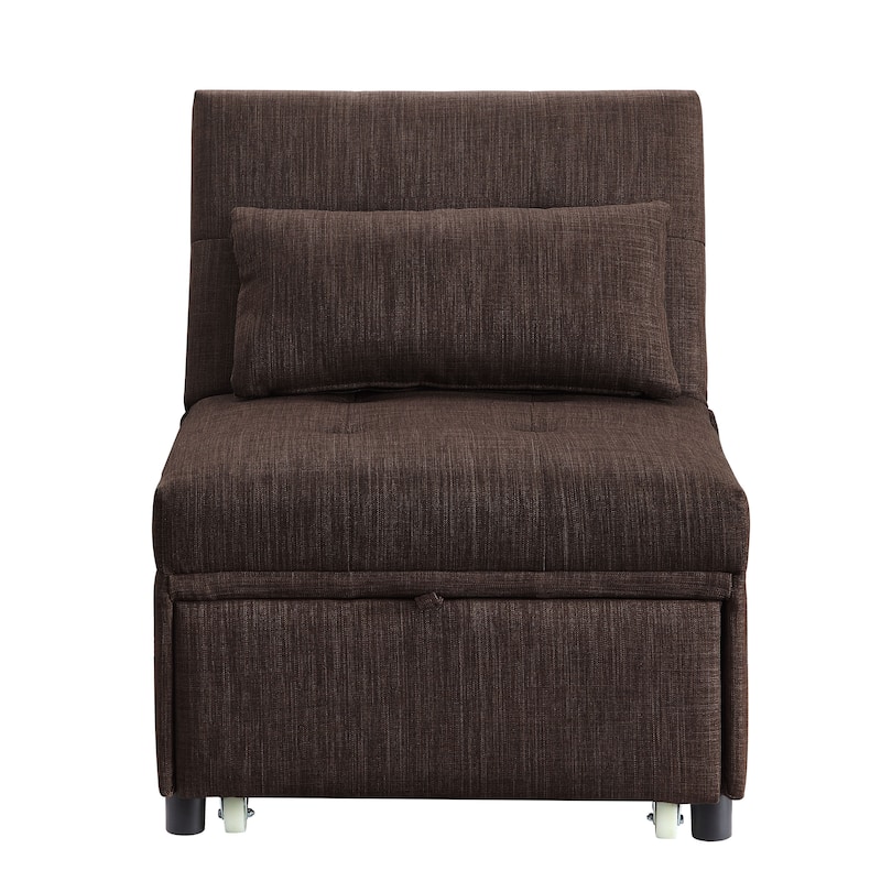 Home Adjustable Hidalgo Pull-out Sleeper PU Leather Sofa Bed- Beige