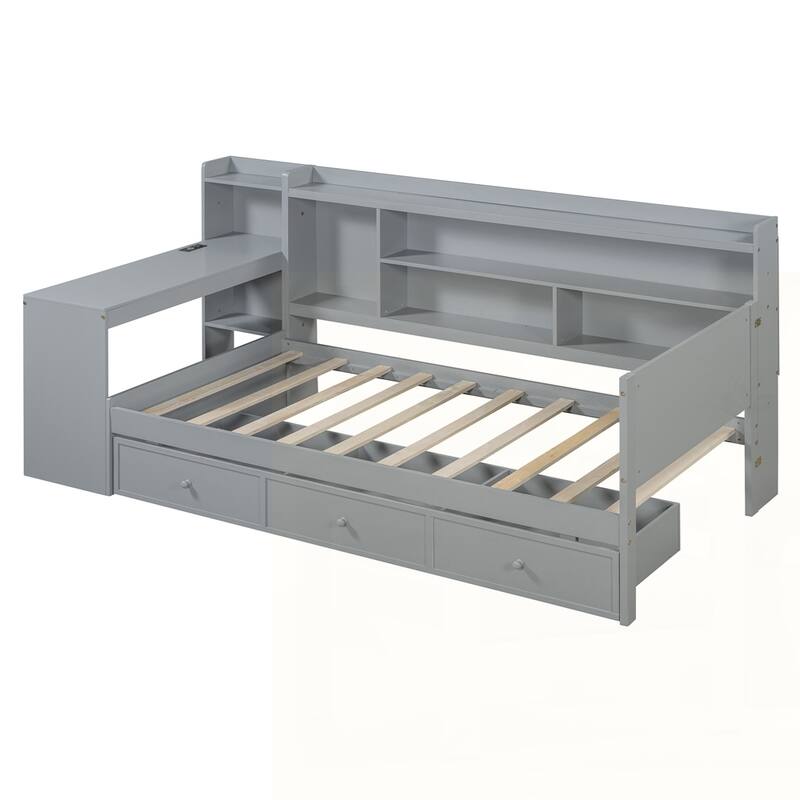 Wooden Daybed With 3 Drawers and USB Ports
