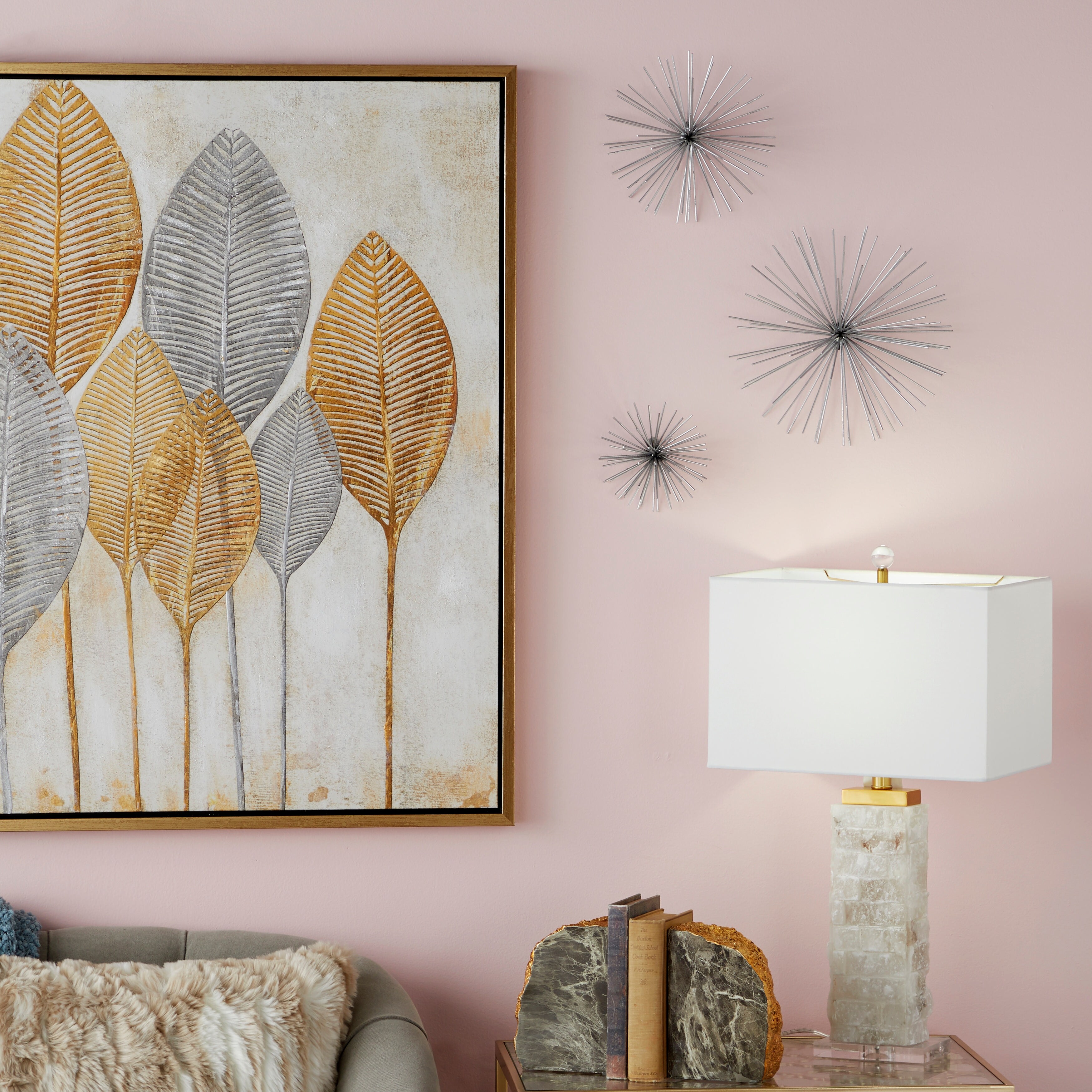 Metal Flower Wall Decor 3D Art Sculpture Gold Modern Living Room Hallway Bedroom 
