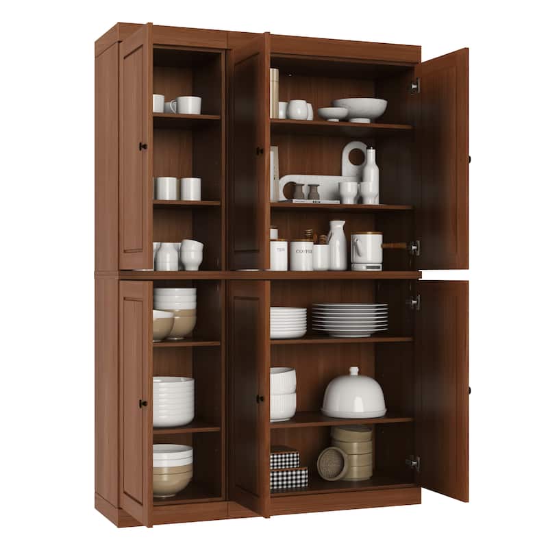 Palace Imports 100% Solid Wood Pantry Cabinet, Raised Panel Doors, Adjustable Shelves, 48.5" Wide, 71.5" Tall - 48.5" x 71.5"