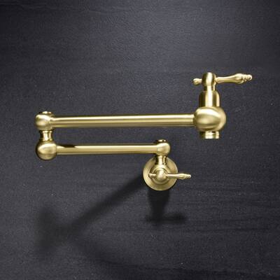 Modern Matte Gold Wall Mounted Pot Filler Kitchen Faucet - 26.10 inch
