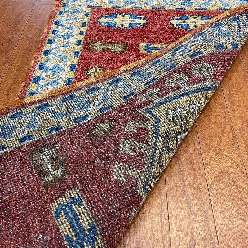 Handmade One-of-a-Kind Kazak Wool Rug (India) - 2'2" x 4'