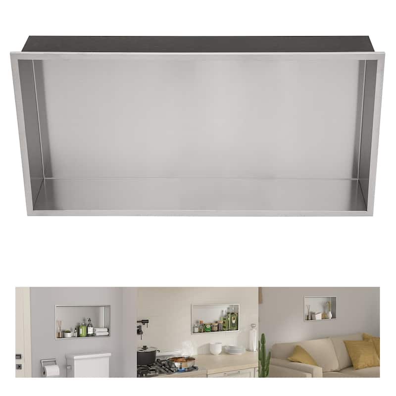 Lordear Brushed Stainless Steel 24'' x 12'' Bath Shower Niche Bathroom Storage