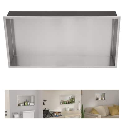 Lordear Brushed Stainless Steel 24'' x 12'' Bath Shower Niche Bathroom Storage