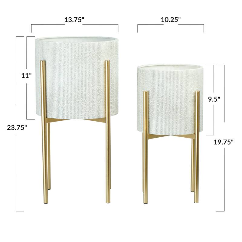 Embossed Metal Planters with Stand