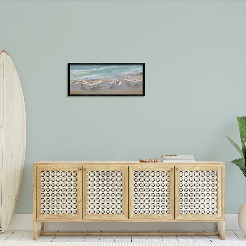 Stupell Sandpiper Flock Shoreline Splashing Framed Giclee Art by Rick Novak
