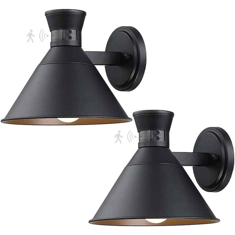2 pack barn wall light fixture black motion sensor porch light