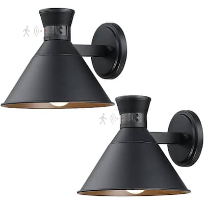 2 pack barn wall light fixture black motion sensor porch light