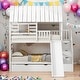 preview thumbnail 2 of 36, Twin Over Twin House Bunk Bed With Trundle And Slide,Storage Staircase