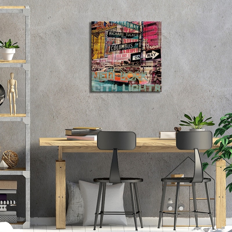 New York City Lights Print On Wood by Luz Graphics - Multi-Color