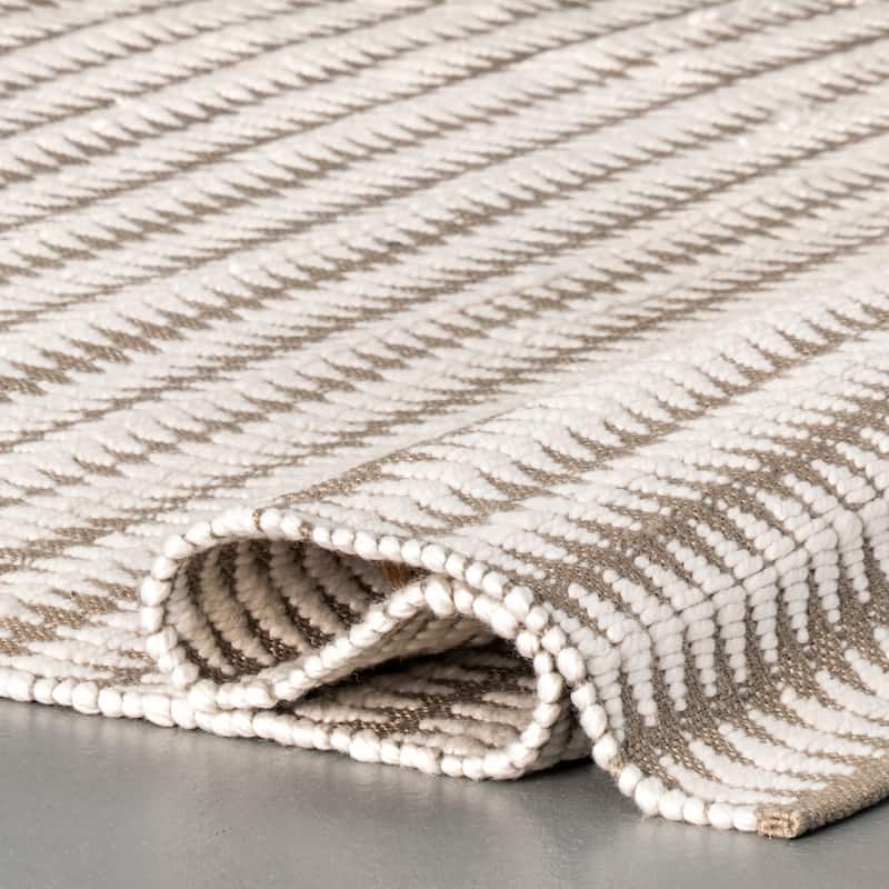 Nuloom Ivory Handmade Modern Textured Ridges Indoor/Outdoor Area Rug