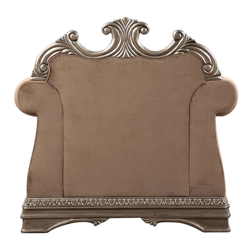 Keplinger Antique Silver Button-Tufted Accent Chair with Arched Back