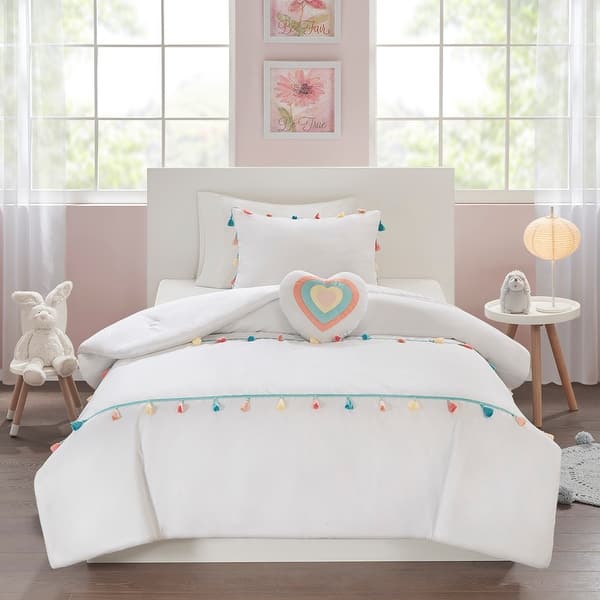 slide 2 of 36, Intelligent Design Kids Tessa Tassel Comforter Set with Heart Shaped Throw Pillow