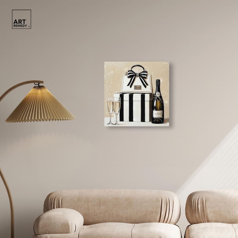 Black and White Striped Glam Canvas by Art Remedy, Gallery Wrapped