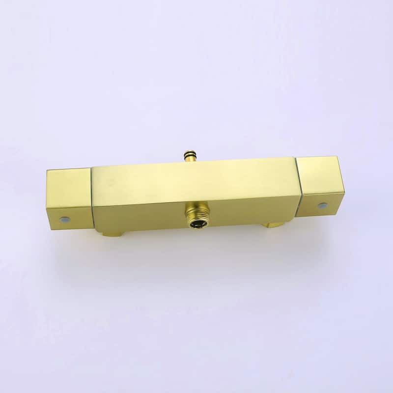 9.84" x 4.33" Rectangle Rainfall Thermostatic Wall Mount Brushed Gold Showerheads Shower Set - 9.84 " x 4.33 "