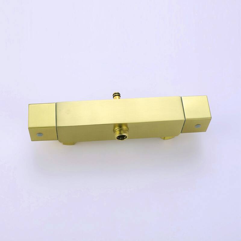 9.84 " x 4.33 " Rectangle Rainfall Thermostatic Wall Mount Brushed Gold Showerheads Shower Set - 9.84 " x 4.33 "