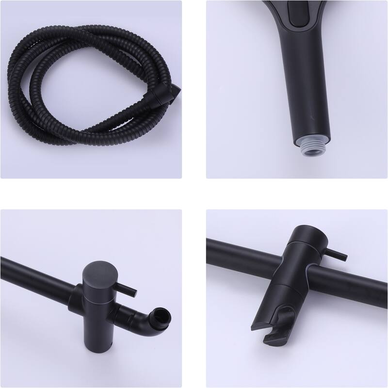 Modland 4-Way High Pressure 10'' Rain Shower Head Black With Adjustable Handheld Shower Head