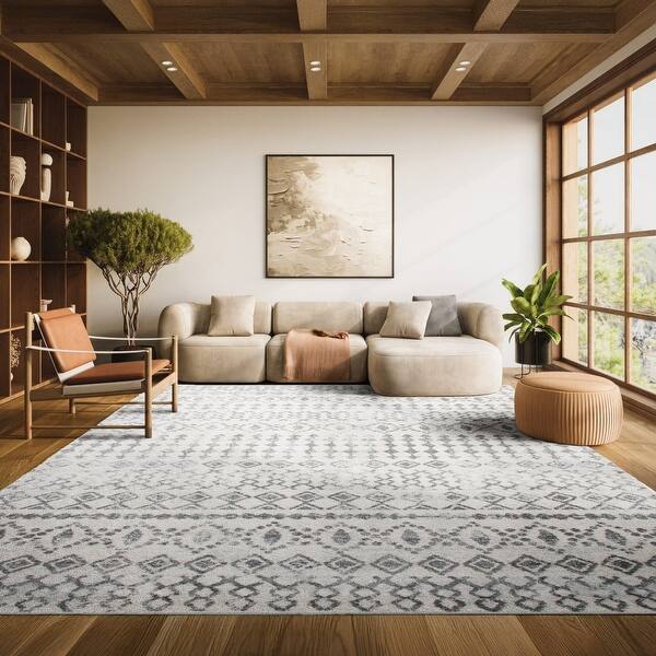 slide 2 of 20, SAFAVIEH Tulum Astra Boho Moroccan Distressed Rug - Ivory/Grey - 9' x 12'