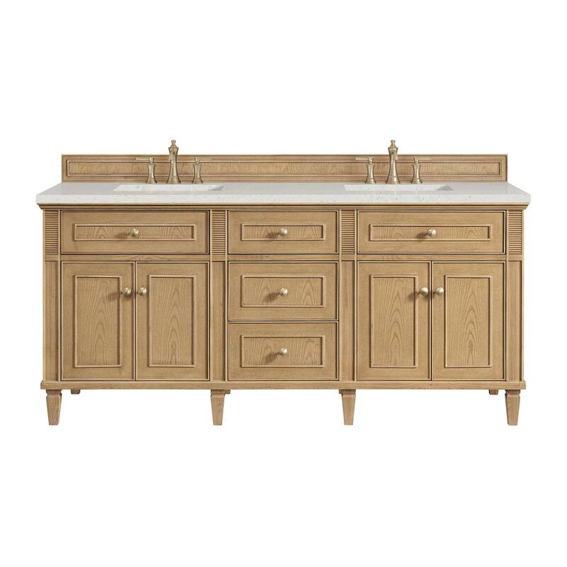 James Martin Vanities 424-V72-3LDL Lorelai 72" Double Basin Wood - Light Natural Oak - Oak Finish