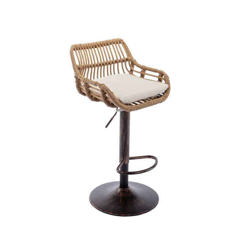 Set of 2 Swivel Bar Stools Adjustable Counter Height with Footrest