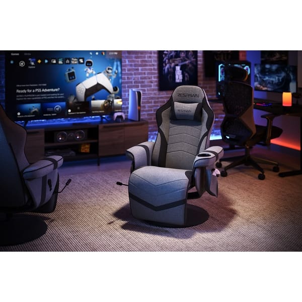 slide 2 of 7, RESPAWN 900 Ergonomic Reclining Gaming Chair w/ Footrest Grey/Black