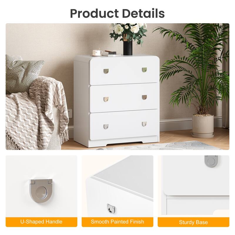 Painted 3-Drawer Nightstand for Bedroom