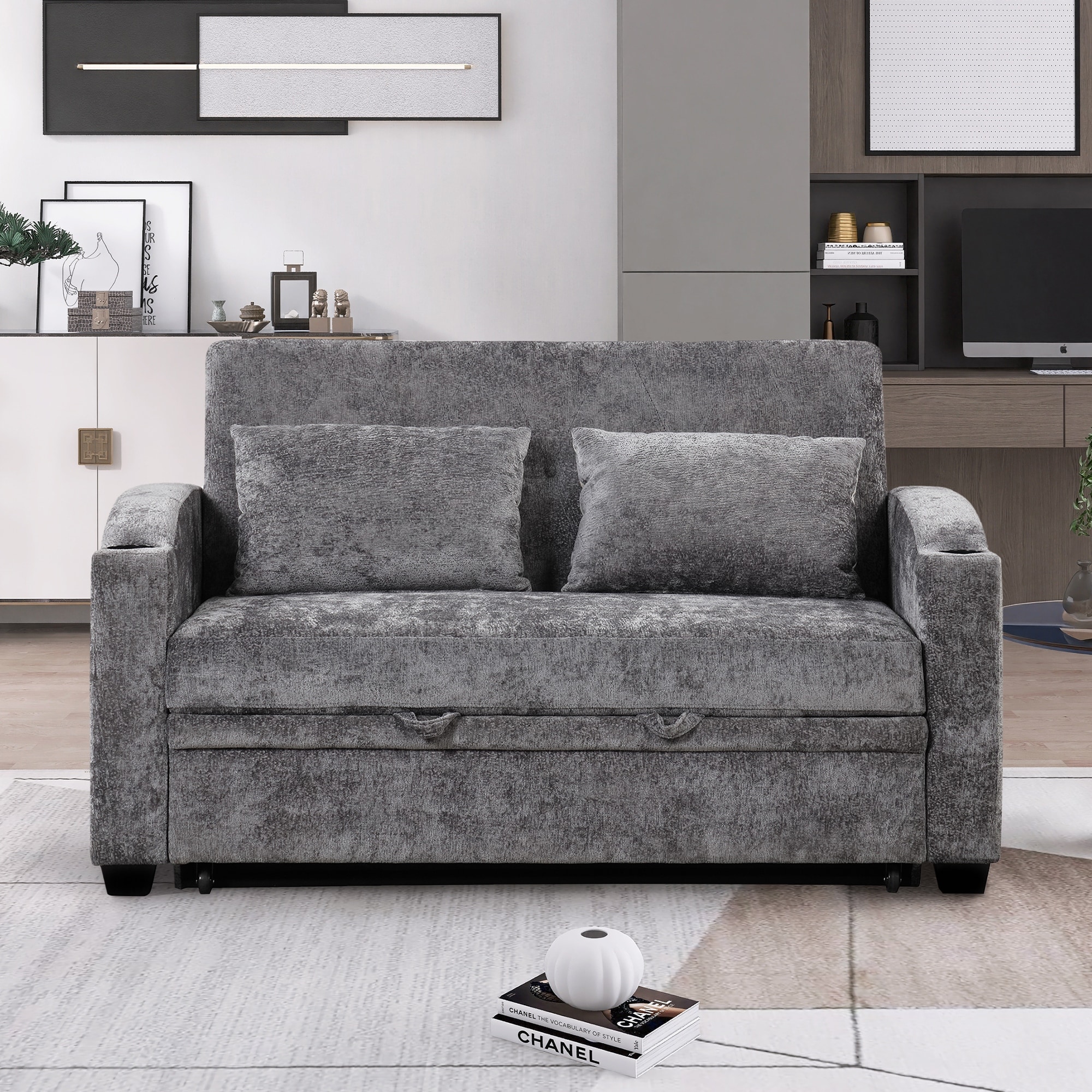 Versatile 3-in-1 Pull Out Sofa Bed with Adjustable Backrest, Loveseat Couch Bed Sofa Bed with Reclining Back