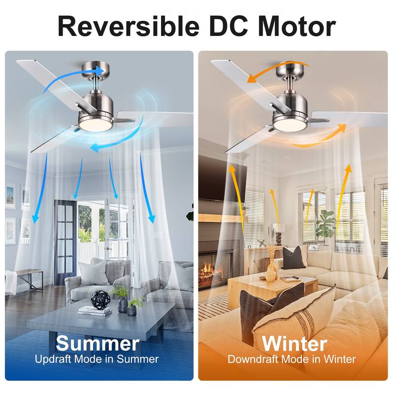 YUHAO Kaleido 48 in. Indoor Matte Black Ceiling Fans with 3-Colors Integrated LED and Dual-Finish Blades