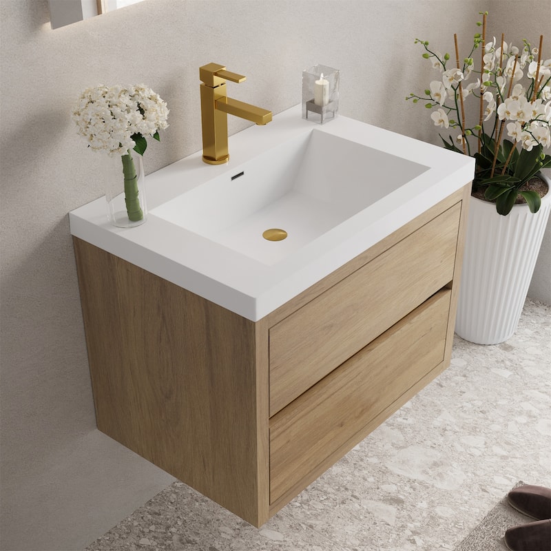 24"/30"/36"Wall Mounted Bathroom Vanity w/ Sink and Soft Close Drawers
