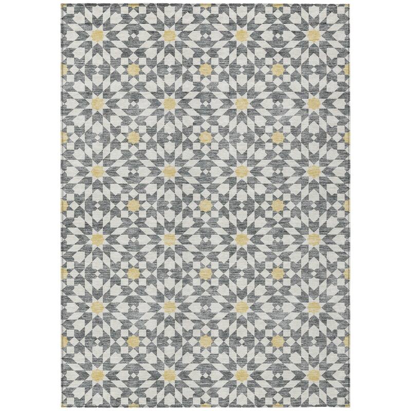 HomeRoots Floral Medallion Transitional Rectangle Outdoor Rug