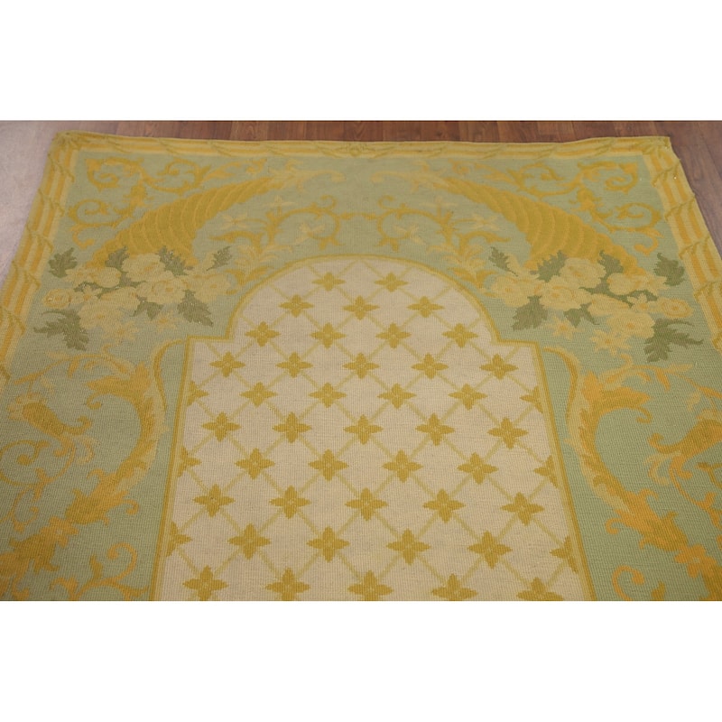 Flat-Weave Vegetable Dye Savonnerie Runner Rug Wool Carpet - 4'3" x 10'1"