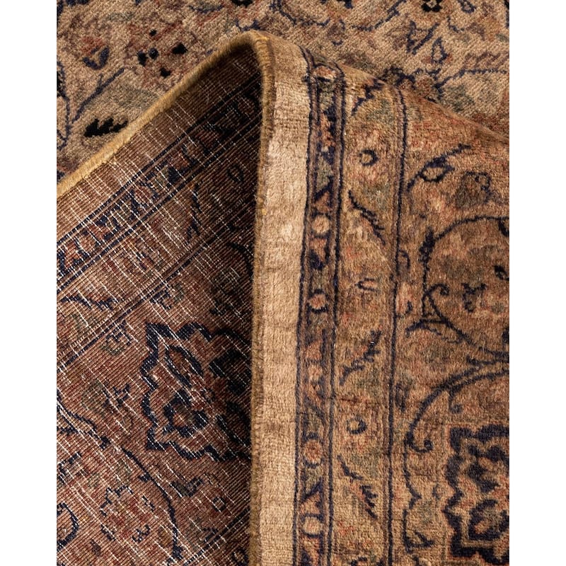Overton Hand Knotted Wool Vintage Inspired Modern Contemporary Overdyed Beige Area Rug - 5' 1" x 8' 4"