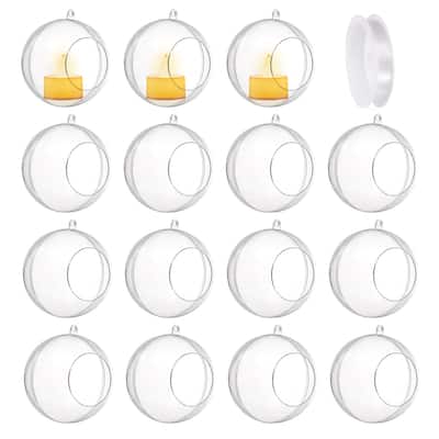 15 Pcs Hanging Tealight Holders Globes Acrylic Refillable Balls for Home