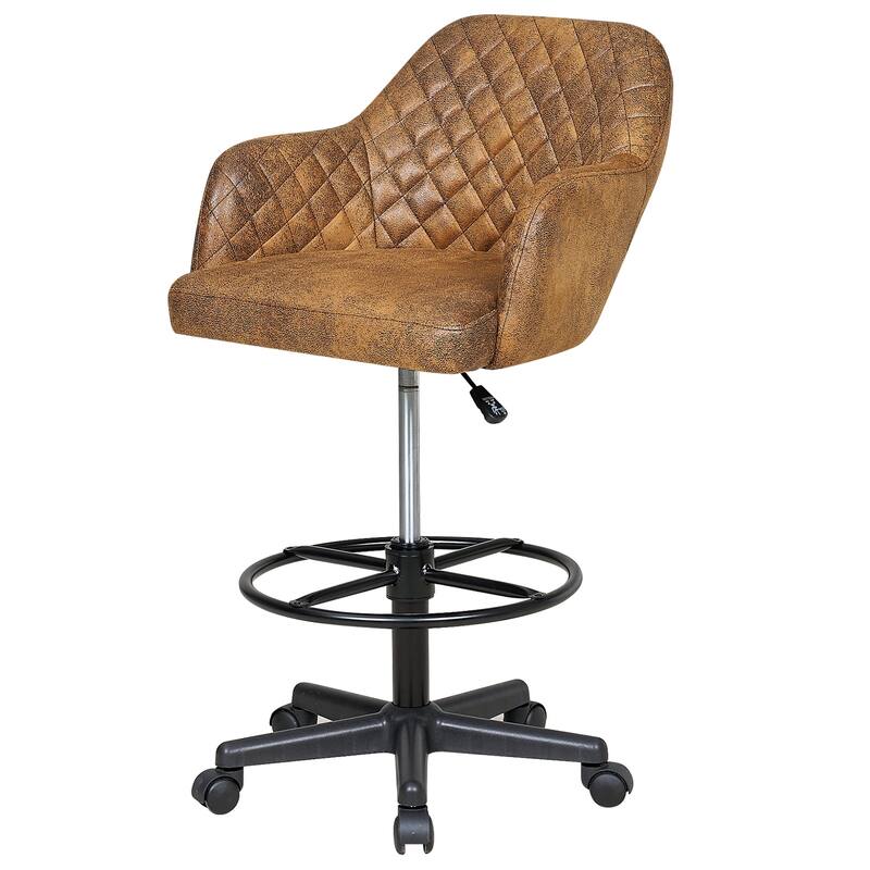 VECELO Contemporary PU Leather Drafting Chairs(Set of 2) Task Chair with Metal Frame and Back Home Ofiice Chairs
